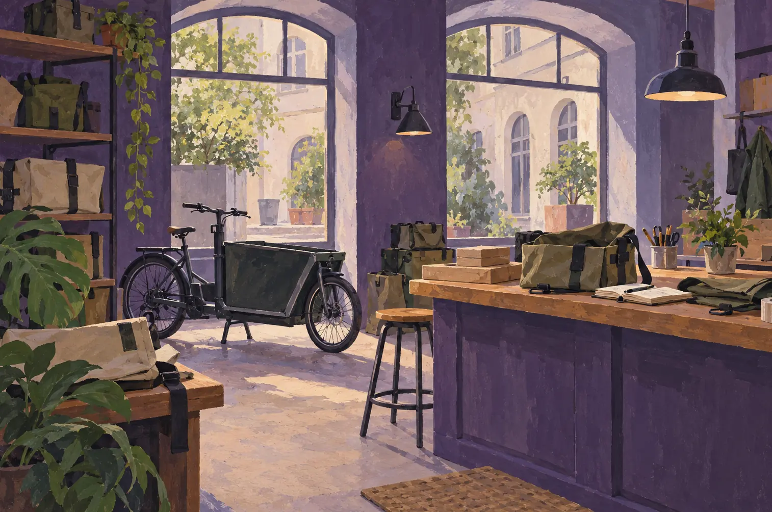 Illustration of courier businesses and their working space